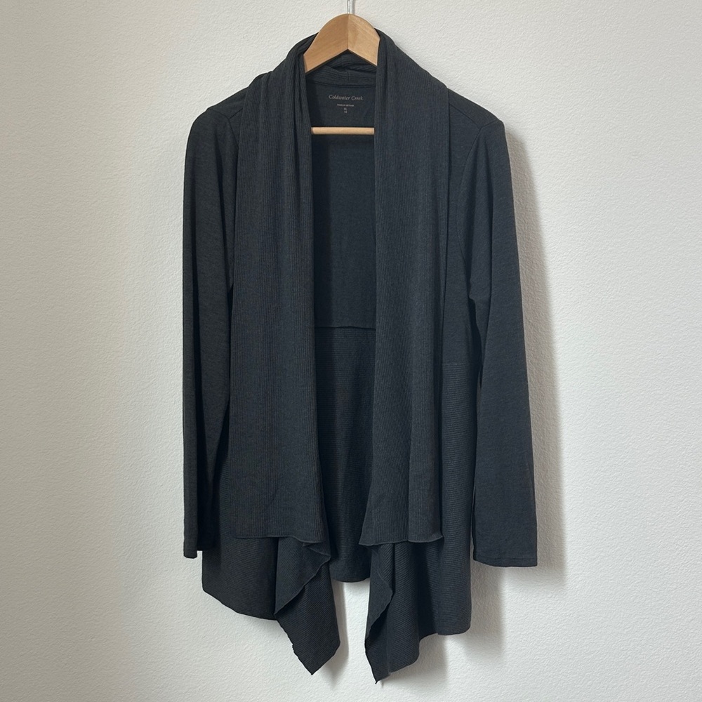 Cozy Coldwater Creek Dark Gray Drape Cardigan size XL EUC